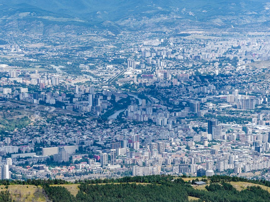 Aerial view of urban financial district